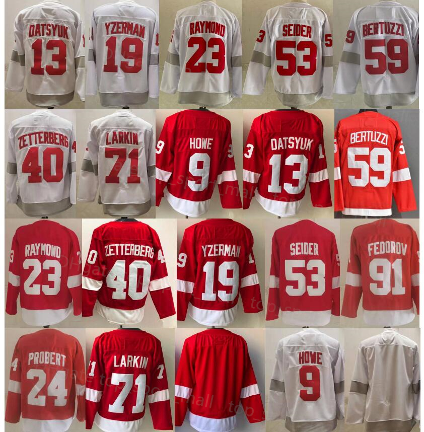 Reverse Retro Hockey 23 Lucas Raymond Jersey 53 Moritz Seider 59 Tyler Bertuzzi 71 Dylan Larkin 9 Gordie Howe 19 Steve Yzerman 13 Pavel Datsyuk 40 Henrik Zetterberg Men, White
Reverse Retro Hockey 23 Lucas Raymond Jersey 53 Moritz Seider 59 Tyler Bertuzzi 71 Dylan Larkin 9 Gordie Howe 19 Steve Yzerman 13 Pavel Datsyuk 40 Henrik Zetterberg Men, White