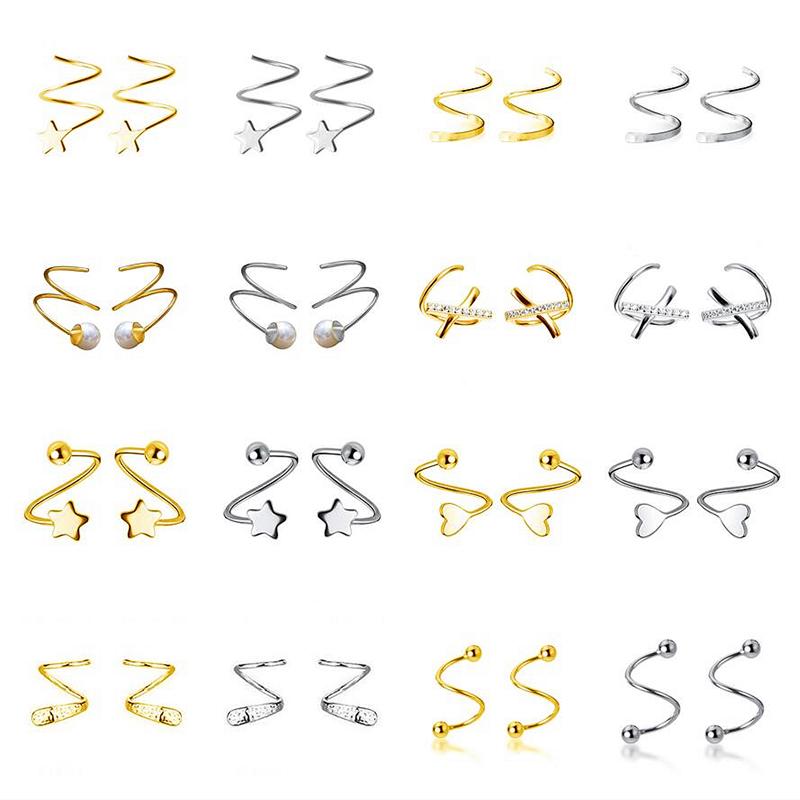 Stud INZAReal 925 Sterling Silver Zircon Heart Star Spiral Line Cross 14K Gold Earrings For Fashion Women Punk Fine Jewelry, Golden;silver
Stud INZAReal 925 Sterling Silver Zircon Heart Star Spiral Line Cross 14K Gold Earrings For Fashion Women Punk Fine Jewelry, Golden;silver