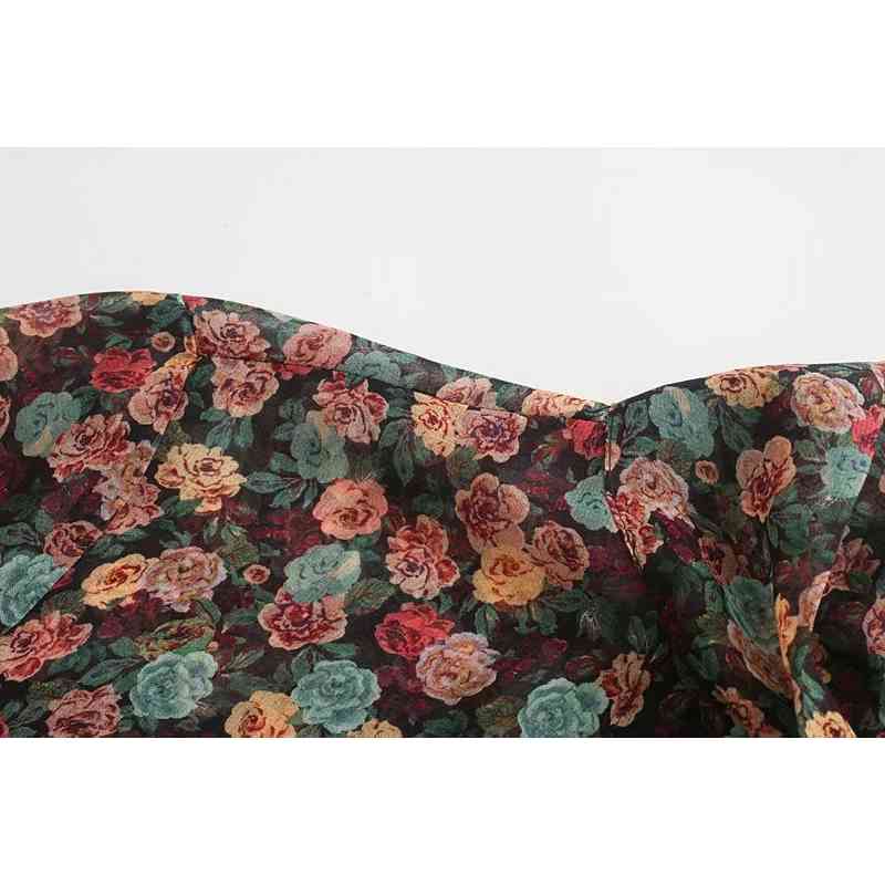 fashion bow collar women dresses summer sweet flower print ladies female knee-length girls chic 210430