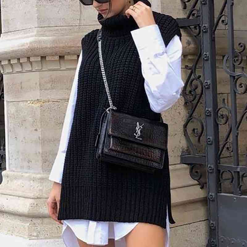 Vintage Women Knitted Turtleneck Long Sweaters Spring- Autumn Fashion Ladies Elegant Pullovers Female Chic Knitwear 210430