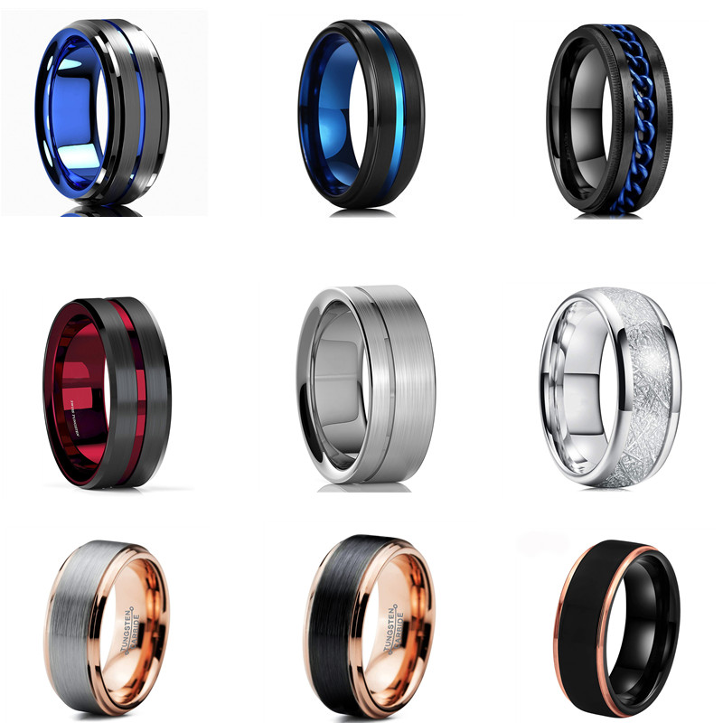 8MM Blue Black Brushed Stainless Steel Ring Ladder Edge Blue Groove Wedding Engagement Band Ring Festival Jewelry Gifts For Men
8MM Blue Black Brushed Stainless Steel Ring Ladder Edge Blue Groove Wedding Engagement Band Ring Festival Jewelry Gifts For Men