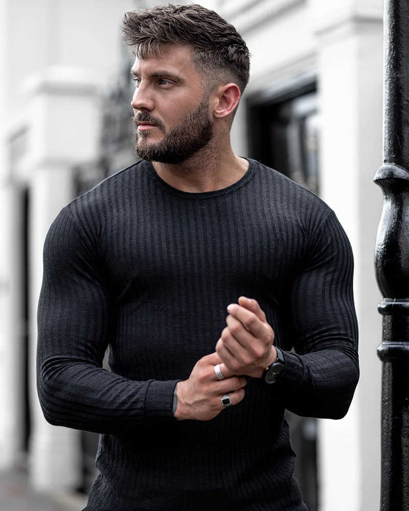 Autumn Thin Sweaters For Men | Casual Long Sleeve Solid Slim Fit Pullovers