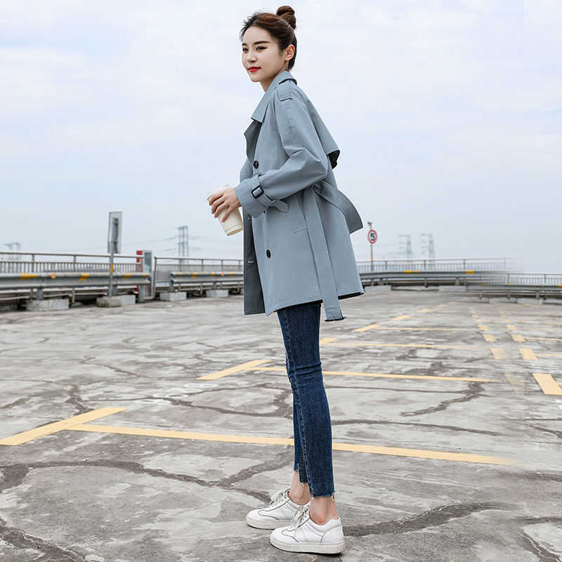 Ailegogo Spring Women Trench Coat Casual Streetwear Double Breasted Belt Female Coats Fashion Korean Loose Fit Outwear 210820