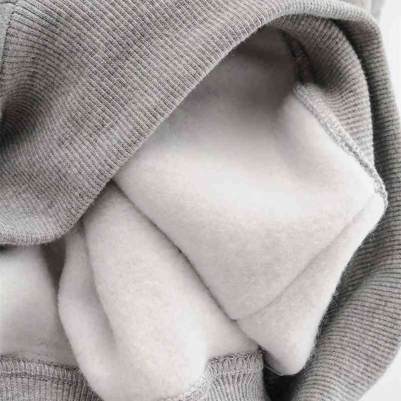 Women Drop Shoulder Kangaroo Pocket Fleece Hoodie & Sweatpants Set For Winter 210512