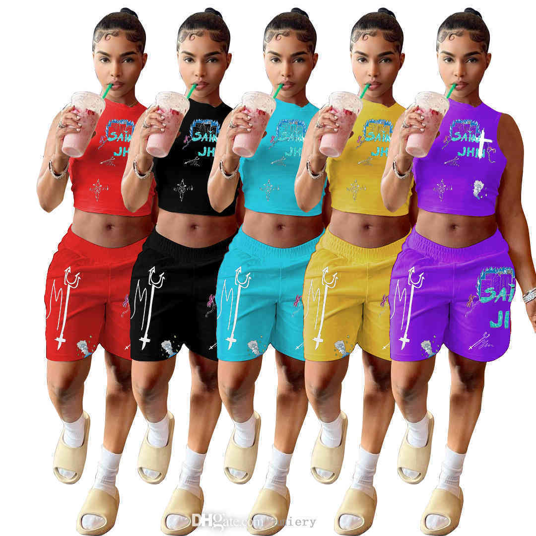 Women Casual Tracksuits Summer Two Pieces Outfits 2021 Designer Fashion Simple Style Printing Sleeveless Vest Shorts Jogger Suit 5 Colors, Purple
Women Casual Tracksuits Summer Two Pieces Outfits 2021 Designer Fashion Simple Style Printing Sleeveless Vest Shorts Jogger Suit 5 Colors, Purple