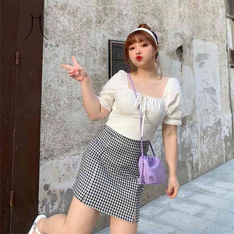 Women Summer Plus Size Two Pieces Sets Vintage Square Collar Blouse+High Waist Plaid Bodycon Skirts Casual Lady Suits 210517, Red sets
Women Summer Plus Size Two Pieces Sets Vintage Square Collar Blouse+High Waist Plaid Bodycon Skirts Casual Lady Suits 210517, Red sets