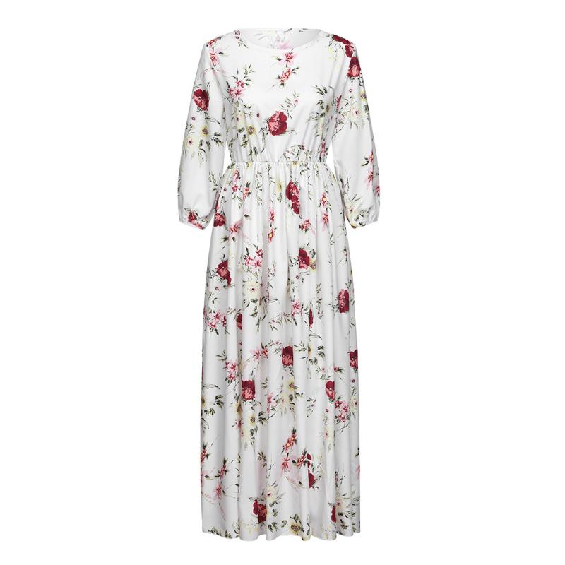 Women Vintage Dress Casual Half Sleeve Boho Dresses Swing Floral-printed Holiday Fashion Print Elegant