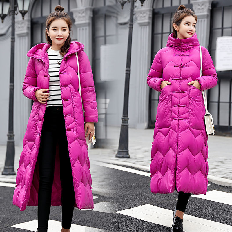 High Quality Winter Jacket National Style Women Slim X-long Vintage Coat Hooded thicken Female Padded Outwear Warm Parkas D268 210512