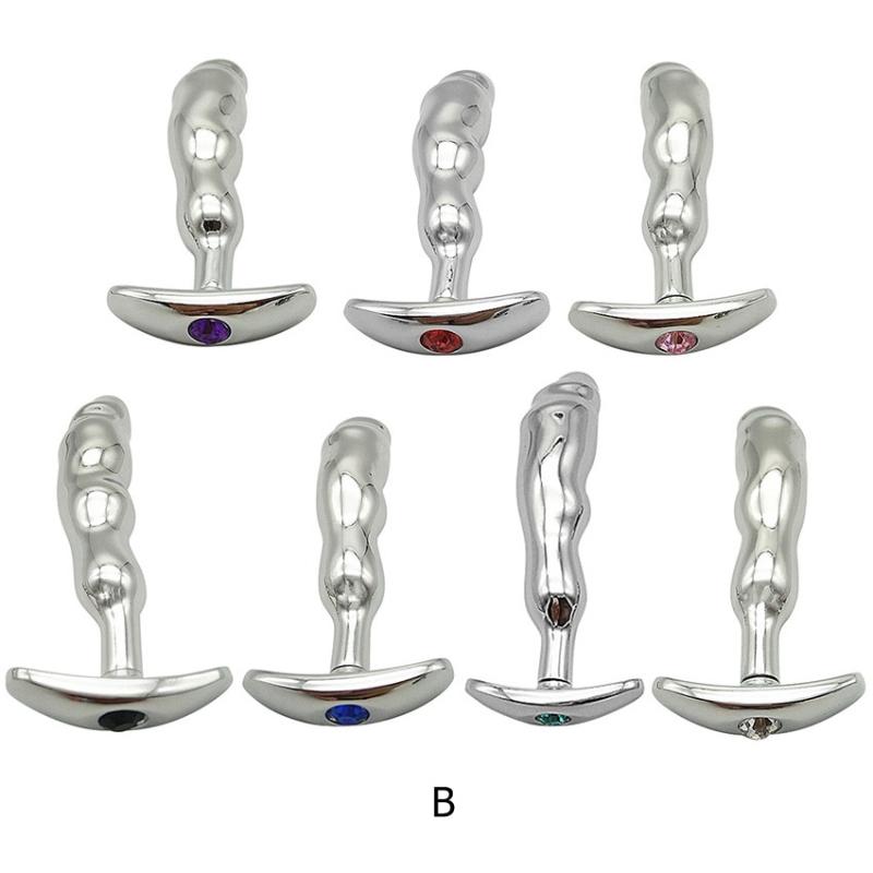 Sex Toys For Couples 1pcs Aluminum Alloy Base Anal BuPlug Colored Crystal With Jewelry Birth Stone Butt-Anal-Play Jewel