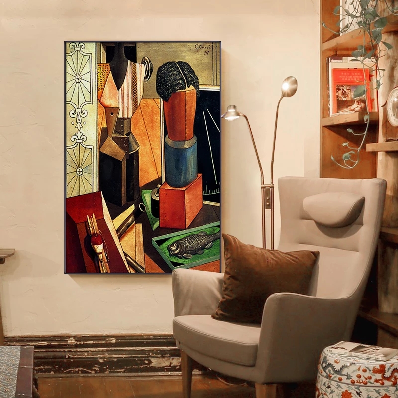 Abstract Vintage Creative Fishing Tools Canvas Painting Posters And Prints Decor Wall Art Pictures for Living Room Bedroom Aisle