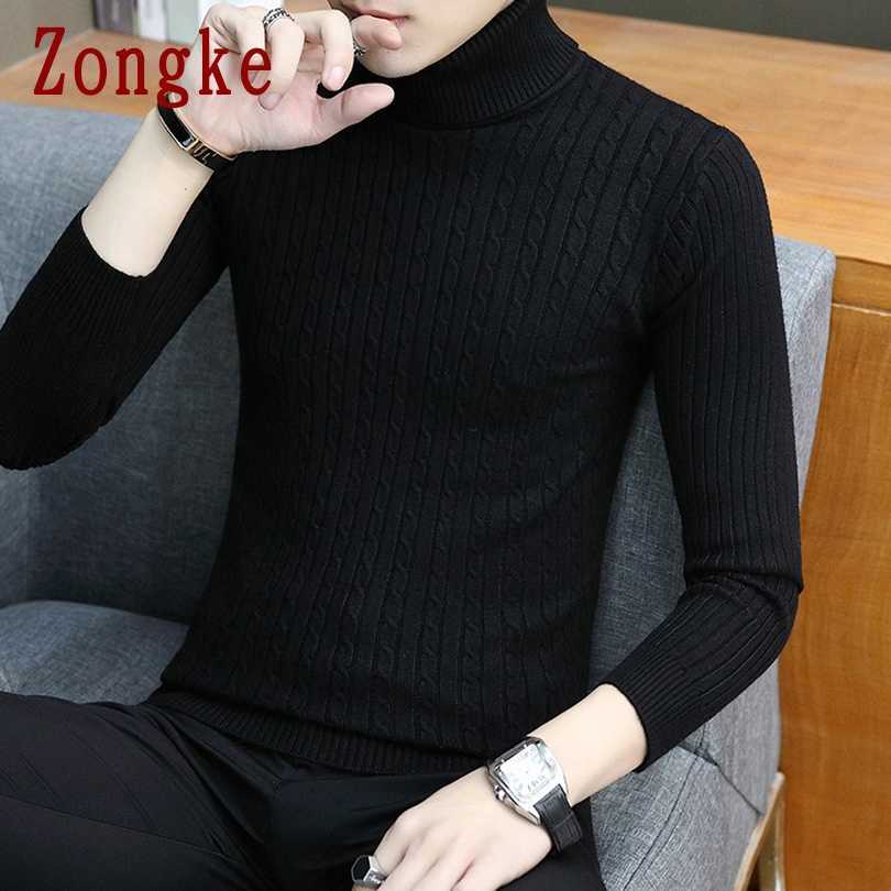 Zongke Thin White Turtleneck Men Sweater Pullover Men Clothing Korean Men Turtle Neck Winter Clothes M-3XL 210818