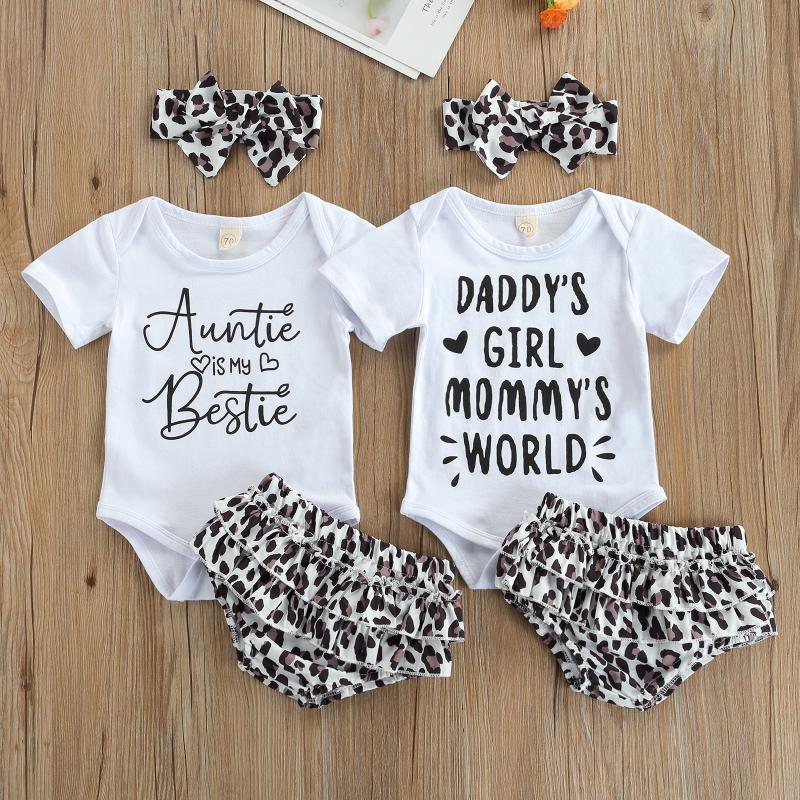 Clothing Sets Born Baby Girl Clothes Toddler Short Sleeve Letter Print Romper Leopard Bloomers Headband 3pcs Outfits Summer, White
Clothing Sets Born Baby Girl Clothes Toddler Short Sleeve Letter Print Romper Leopard Bloomers Headband 3pcs Outfits Summer, White