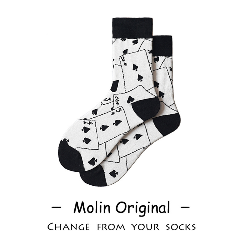 Mo jiaochao card classic poker picture fashion autumn and winter personality versatile trend men's women's medium tube socks, Black
Mo jiaochao card classic poker picture fashion autumn and winter personality versatile trend men's women's medium tube socks, Black