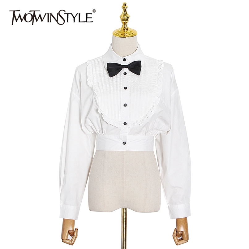 Spring Patchwork Short Shirt For Women Bowknot Collar Long Sleeve Elegant Blouse Female Fashion Stylish 210524, White
Spring Patchwork Short Shirt For Women Bowknot Collar Long Sleeve Elegant Blouse Female Fashion Stylish 210524, White
