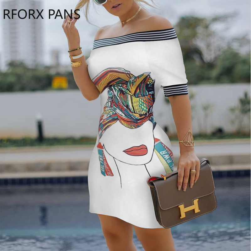 Women Figure Print Striped Tape Bodycon Dress Casual Dress Elegant Fashion Chic Dress, White
Women Figure Print Striped Tape Bodycon Dress Casual Dress Elegant Fashion Chic Dress, White