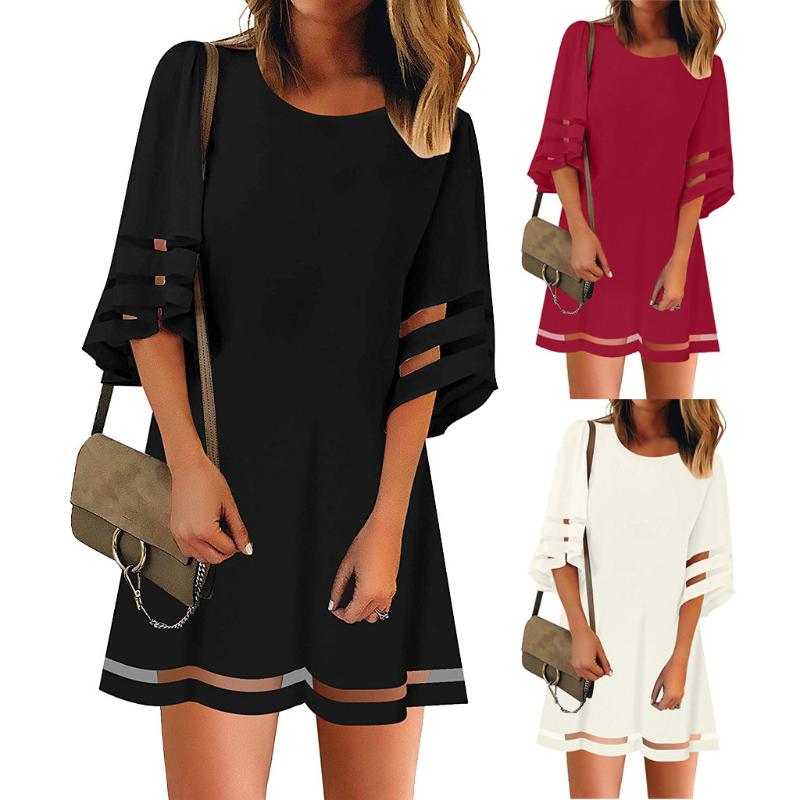 Casual Dresses 2021 Women' O Neck Mesh Panel 3/4 Bell Sleeve Loose Top Shirt Dress Plus Size Three Quarter Summer, Black
Casual Dresses 2021 Women' O Neck Mesh Panel 3/4 Bell Sleeve Loose Top Shirt Dress Plus Size Three Quarter Summer, Black