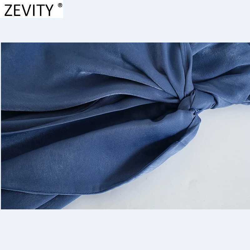 Zevity Women Fashion Solid Color Bow Tied Decoration Casual Slim Shirt Dress Office Lady Chic Breasted Business Vestidos DS8139 210630