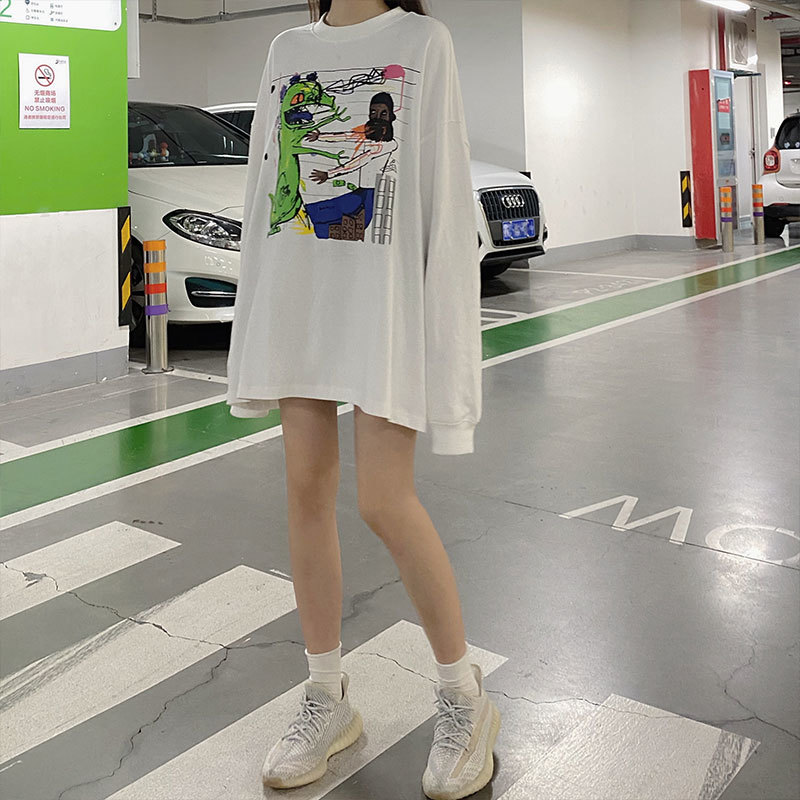 autumn japanese style Women Sweatshirts Long Sleeve cartoon funny print thin Sweatshirt Womens pullovers (X1525) 210423