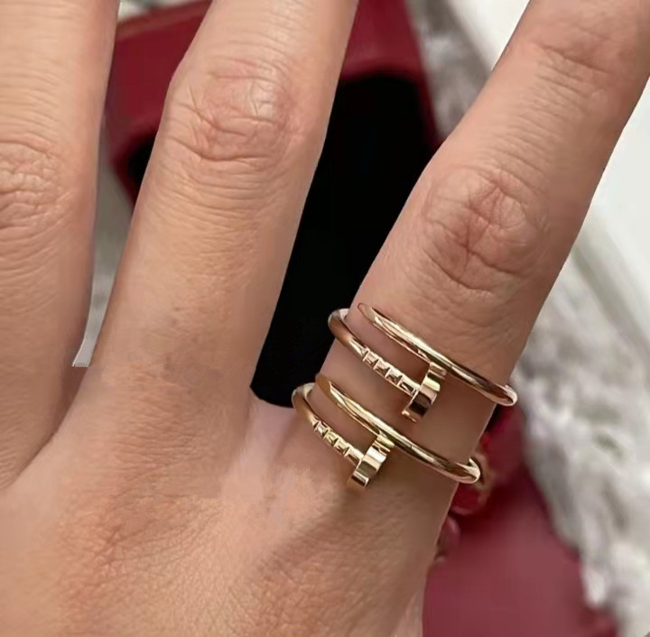 Women Mens Nail Ring Band Diamonds designer luxury Rings designer jewelry Couple Lover Finger Circle Rings Gift Never fade Not allergic with box
