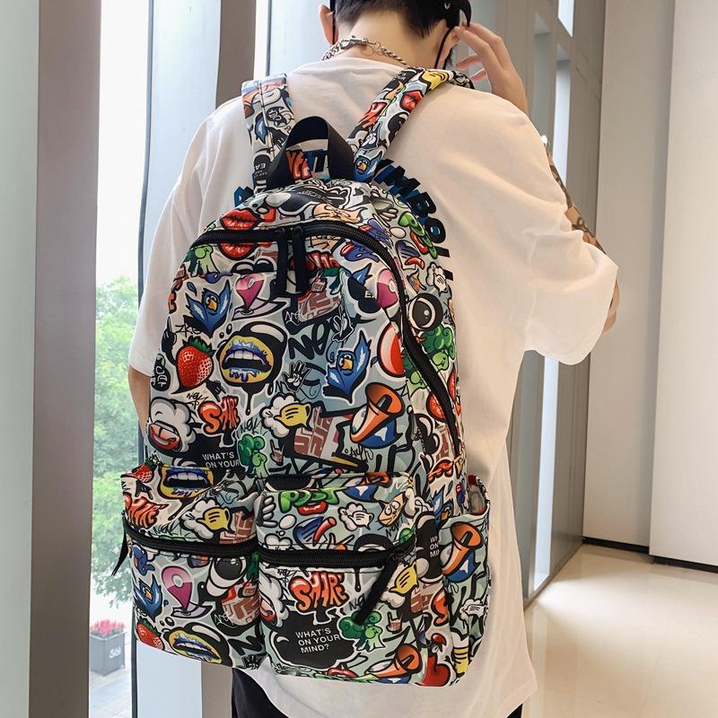 Backpack Graffiti Print For Men And Women Large-capacity School Bag Teenagers Personality Backpacks Laptop Sports Travel