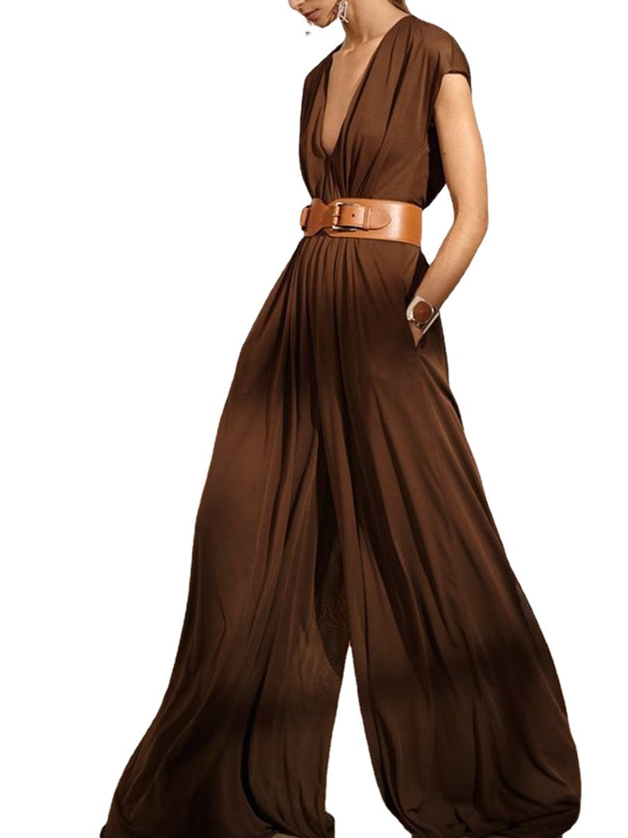 Women Jumpsuit Temperament Rompers Womens Sleeveless Wide Leg Loose Plus Size Summer s Black 210513