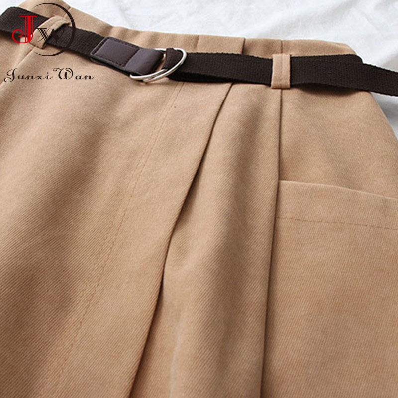 Women Casual Skirts Spring And Autumn Solid High Waist Irregular Pockets Midi Fashion Simple Elegant Saia Faldas 210510