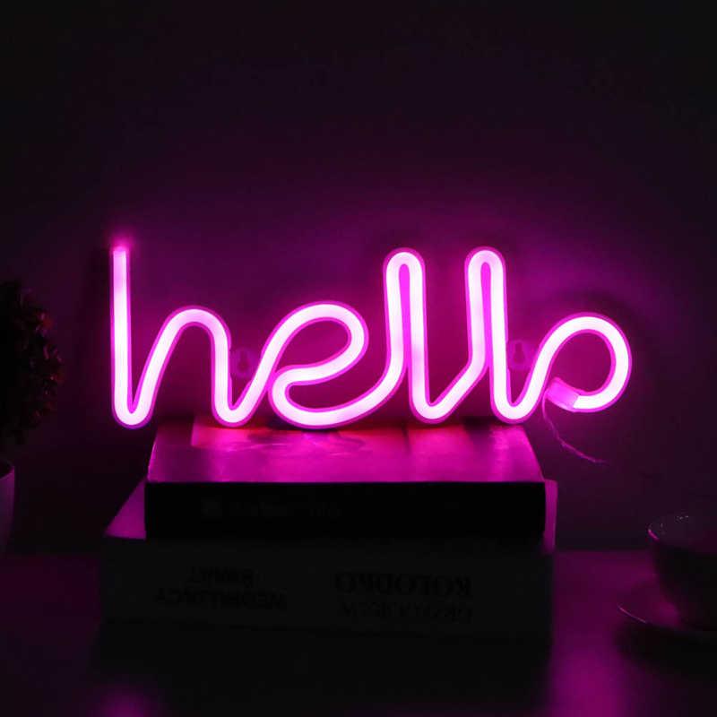 Night Lights LED Neon Sign Hello Letters Light Wall Decor For Wedding Party USB/Battery Powered
Night Lights LED Neon Sign Hello Letters Light Wall Decor For Wedding Party USB/Battery Powered