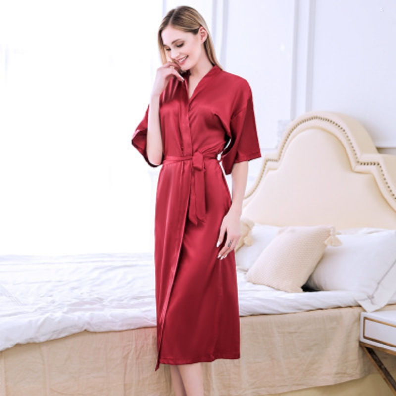 Soie longtemps comme pyjama pour une demoiselle d'honneur d'été féminine matin robe chemise de nuit grande taille petite amie fête de mariage pei