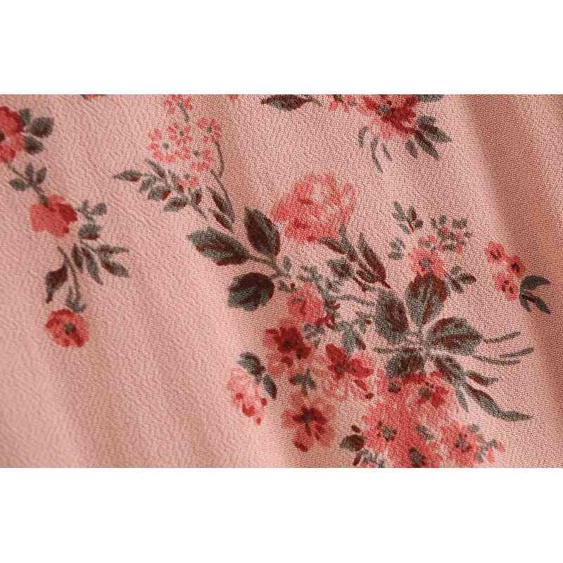 French Women Long sleeve Dress Elegant Lacing up Wood Ears Collar Floral Print Ruffle Hem Short Party Dresses Slim fit Vestido 210429