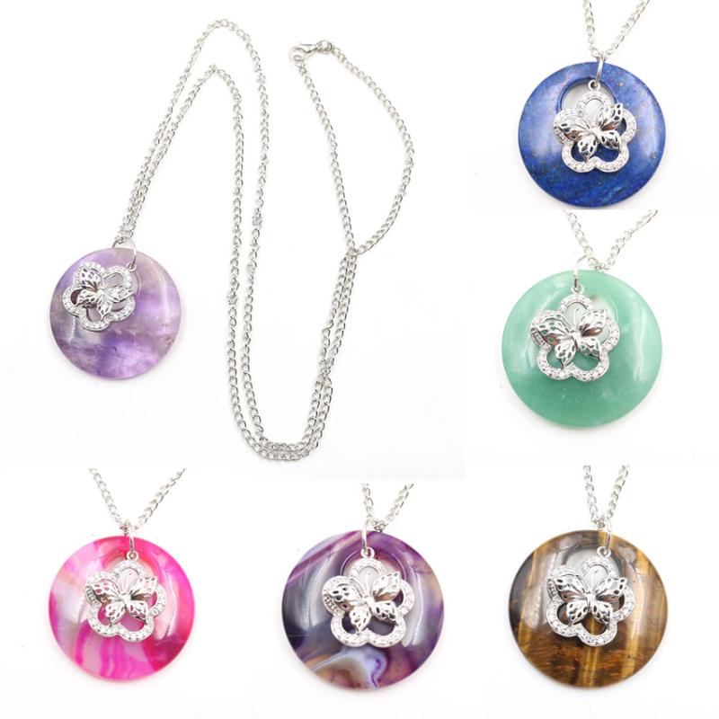 Pendant Necklaces YJXP Donut Shape Butterfly Safety Buckle Inlaid Rhinestone Natural Crystal Hollow Round Amulet Jewelry
Pendant Necklaces YJXP Donut Shape Butterfly Safety Buckle Inlaid Rhinestone Natural Crystal Hollow Round Amulet Jewelry