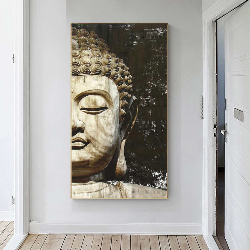 Wall Decoracion Buddha Head Poster Canvas Painting Black And White Gold Wall Art Pictures For Living Room Posters And Prints