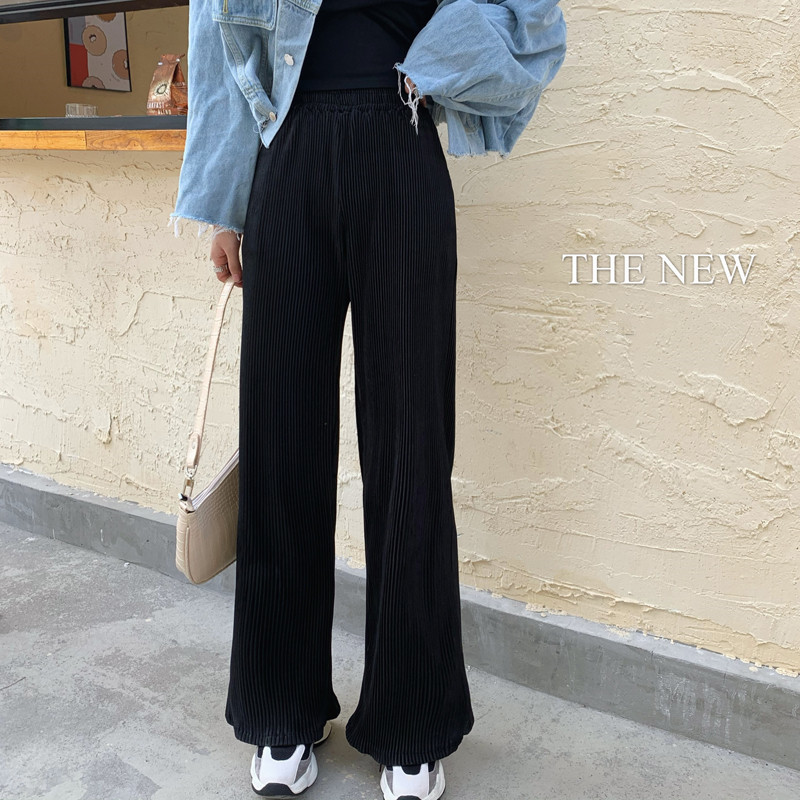 OL Style Vintage Velvet High Waist Wide Leg Pants Women Elegant Work Trousers Female Loose Casual Pantalon Femme 210421
