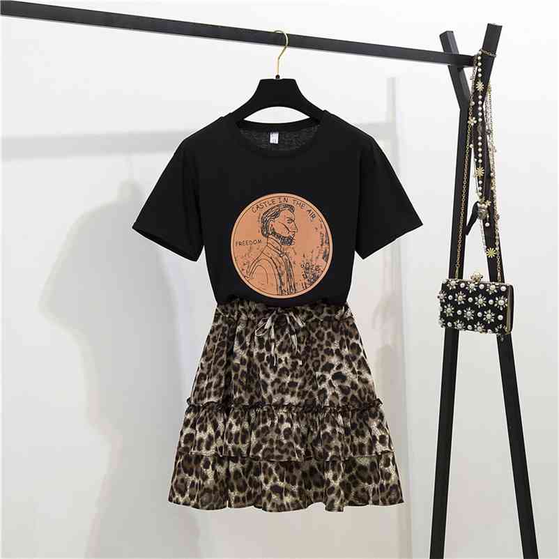 Summer Women Short Sleeves Fashion Print T-shirt + Elastic Waist Leopard Skirt 2 pcs sets Female Causal suits A1269 210519, White
Summer Women Short Sleeves Fashion Print T-shirt + Elastic Waist Leopard Skirt 2 pcs sets Female Causal suits A1269 210519, White