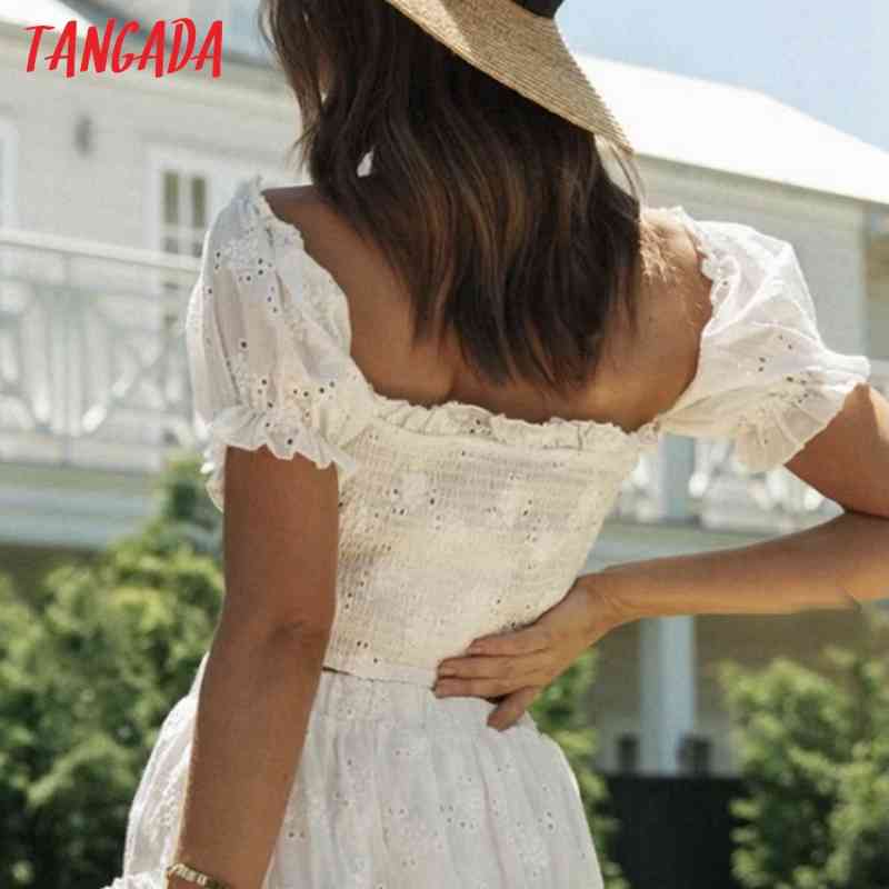 Women Retro Flowers Embroidery Crop Short Sleeve Summer Chic Female Sexy Slim Shirt Tops 8M10 210416