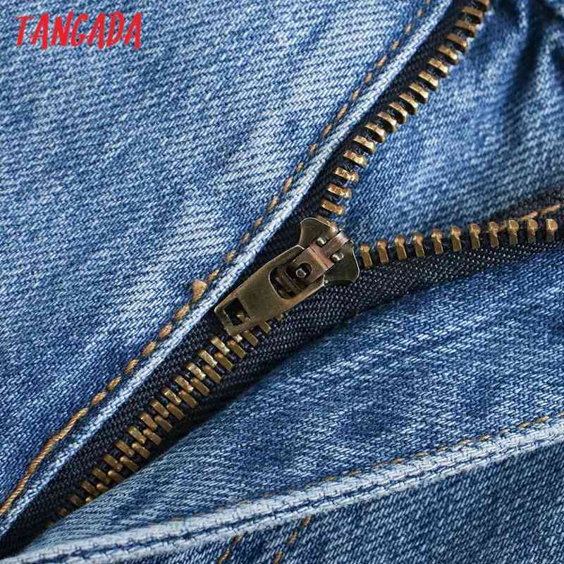 Fashion Women Hollow Ripped Blue Denim Jeans Trousers High Waist Lady Pants Pantalon 4M02 210416