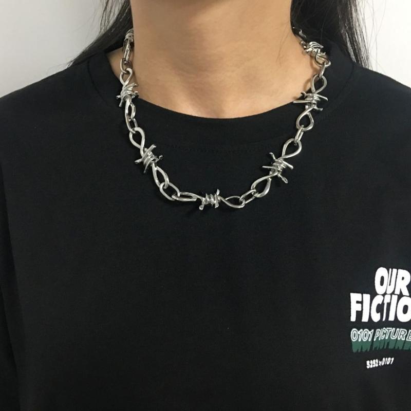 Chains Small Line Thorns Goth Hip Hop Punk Necklace Barbed Wire Men's And Women's Personality Jewelry, Silver
Chains Small Line Thorns Goth Hip Hop Punk Necklace Barbed Wire Men's And Women's Personality Jewelry, Silver