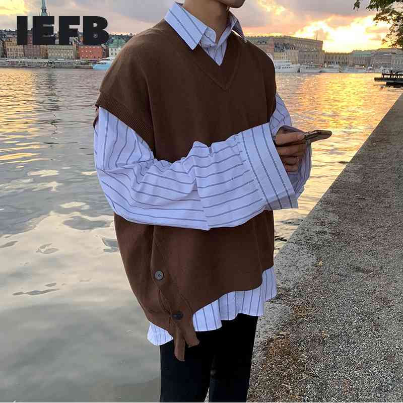 IEFB men's clothing autumn loose sleeveless sweater vest Korean fashion V-neck side buttons v collar kintted waistcoat Y4232 210524, Camel
IEFB men's clothing autumn loose sleeveless sweater vest Korean fashion V-neck side buttons v collar kintted waistcoat Y4232 210524, Camel
