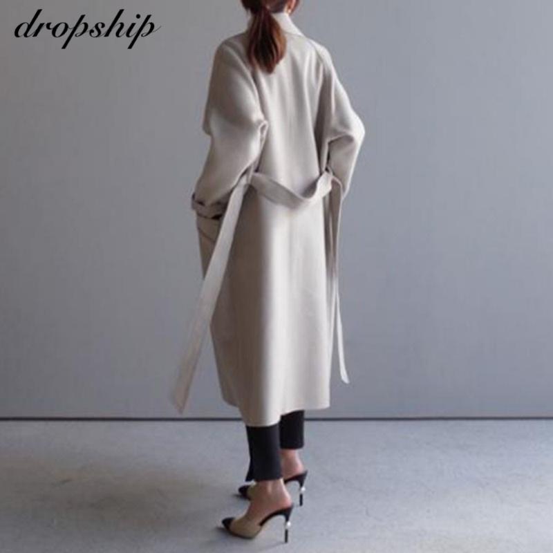 Womens Wool Blends Winter Beige Elegant Blend Women Korean Fashion Black Long Coats Vintage Minimalist Woolen Overcoat Camel Oversize Out AAA