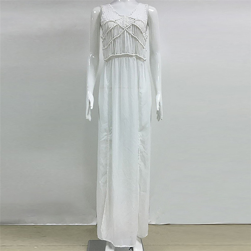 Arrivals Beach Cover up Mesh White Swimwear Ladies Walk on The Sexy Chiffon Soft Wear Dress #Q91 210420