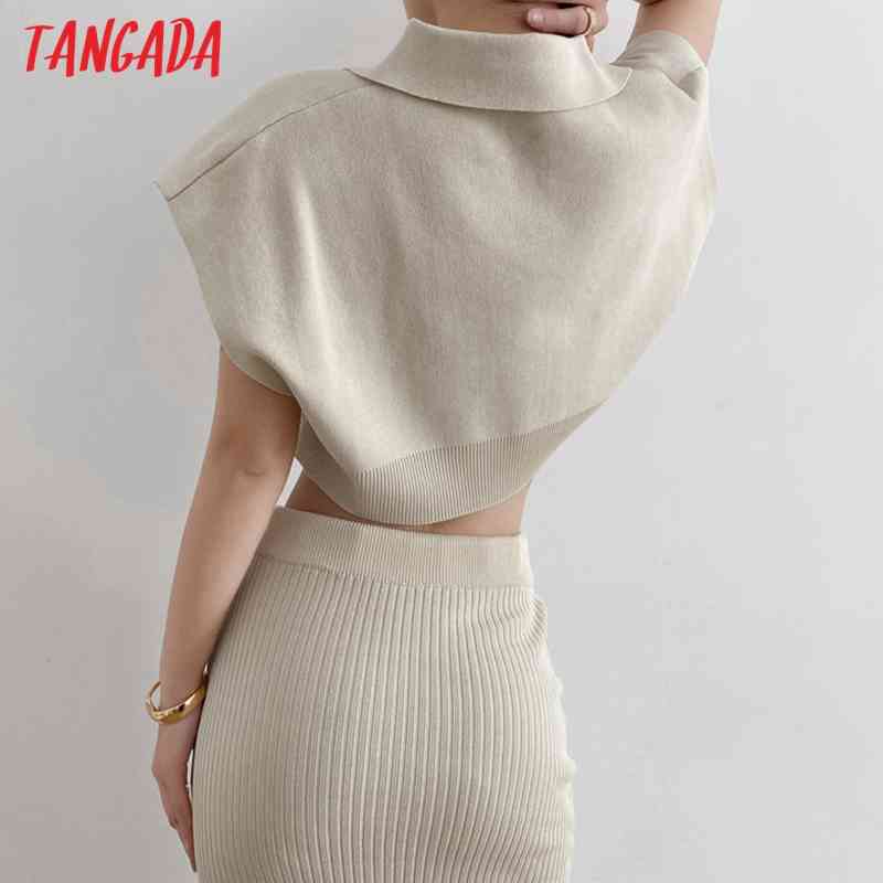 Women Beige Oversized Crop Knitted Sweater Jumper Summer Female Pullovers Chic Tops AI49 210416