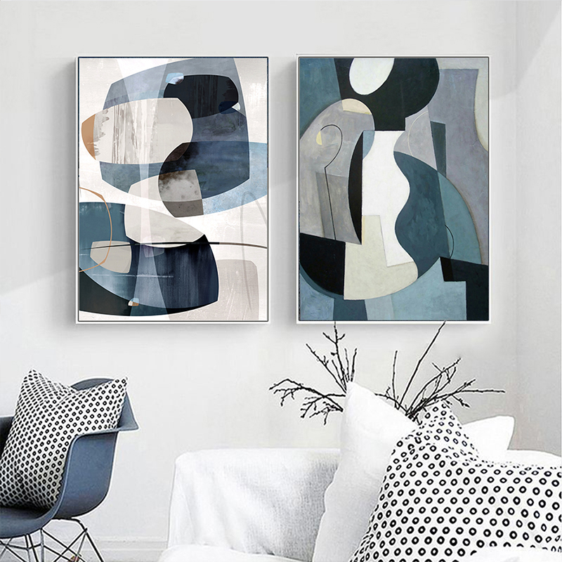 Abstract Blue Marble Poster Canvas Paintings Vintage Europe Posters and Prints Wall Art Pictures for Living Room Home Decor