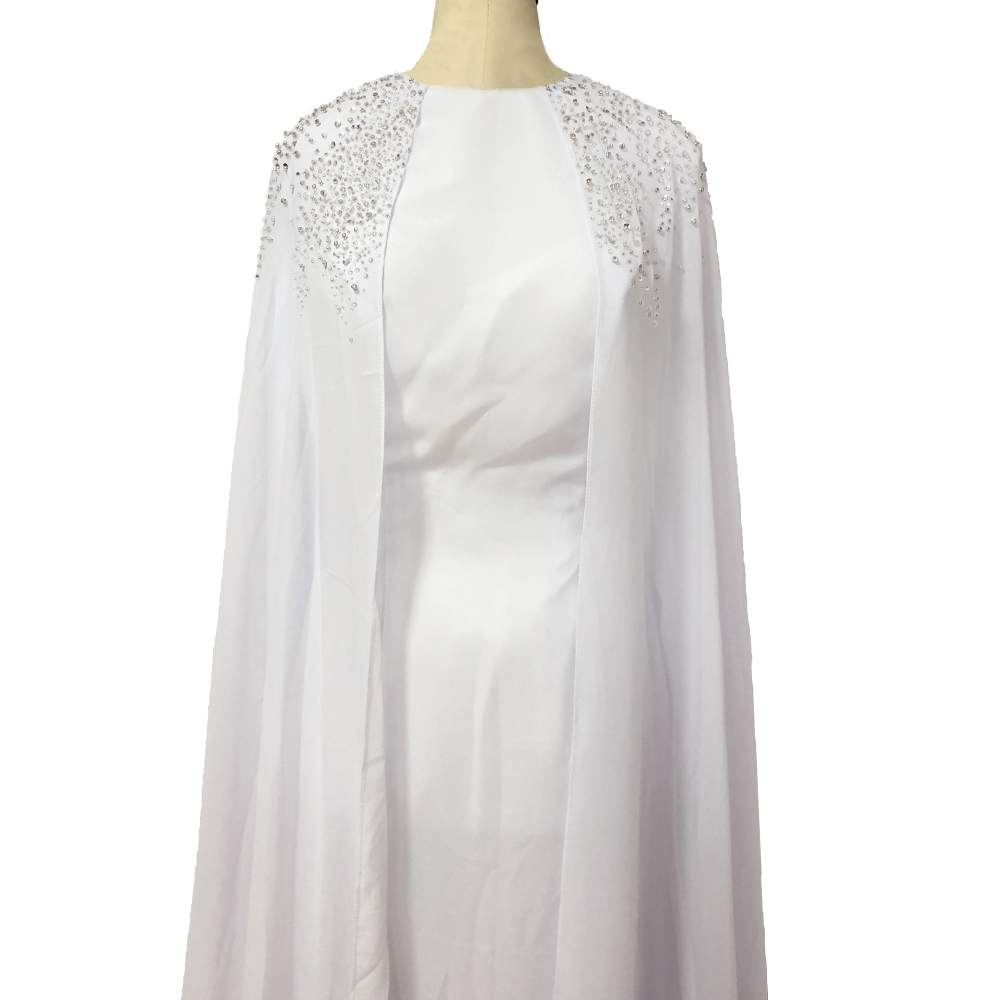 Bridal Gowns Muslim Wedding Dresses With Wrap Jewel Sweep Train Crystal Beads Chapel Garden vestidos de novia robe de mariée 2022