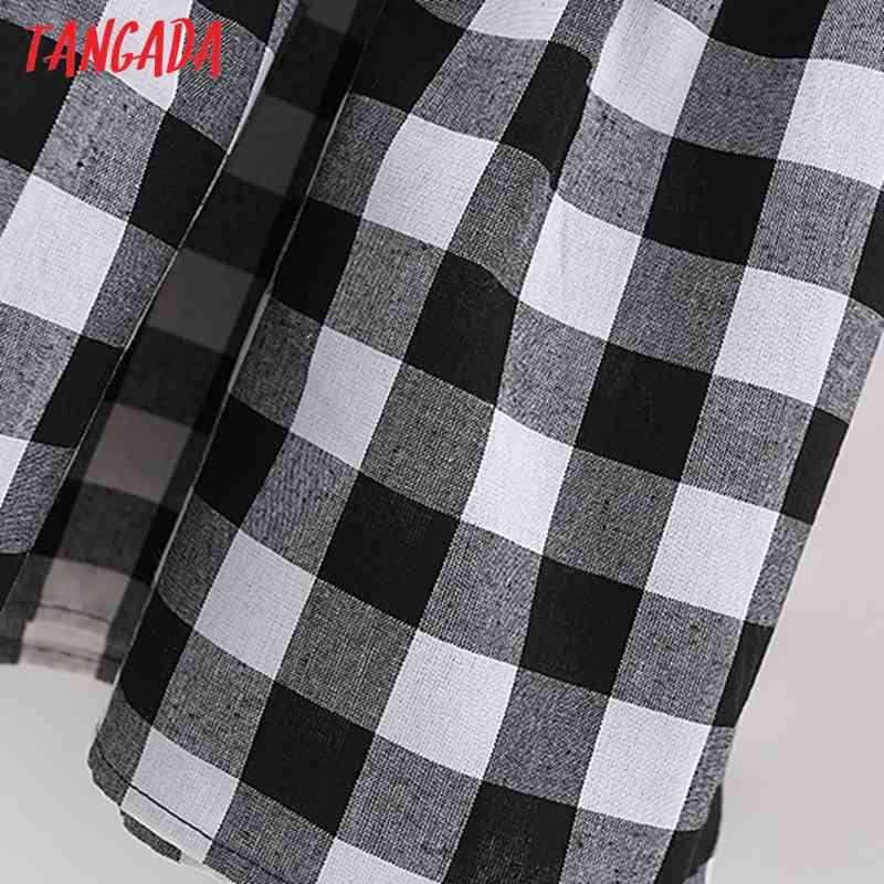Summer Women Plaid Print Long Bow Sleeveless Ladies Dress Vestidos 2M130 210416