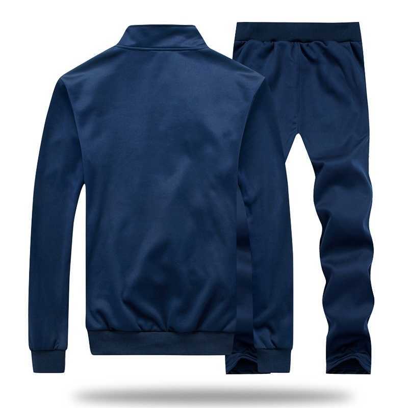 Men Tracksuit Set Polyester Sweatshirt Spring Sporting Fleece Jacket Pants Casual Men's Sports Suit Men's Sportswear 4XL 210924