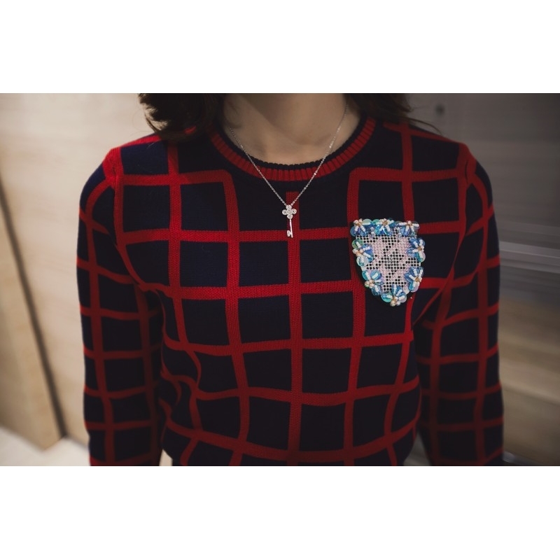 Long-Sleeve Sweater Skirt Suits Women Runway Sweet Beads Collar Knit Crop Top A-Line Women's 2pcs Set 210520