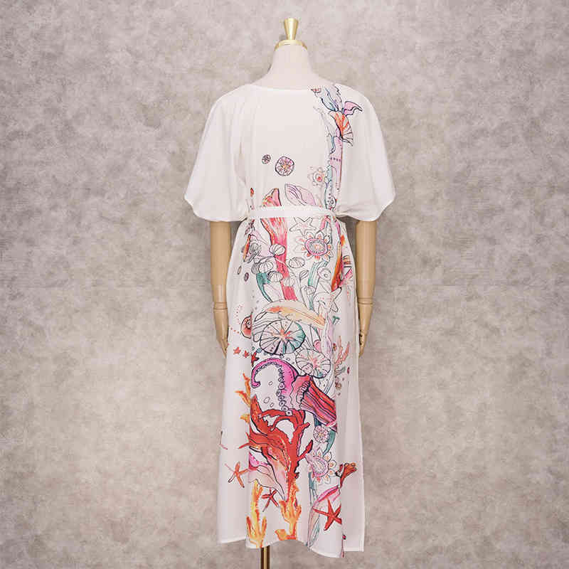 Embroidery Polyester Beach Cover up Saida de Praia Swimsuit Women Bikini cover Tunics for Pareo Sarong wear Q1216 210420