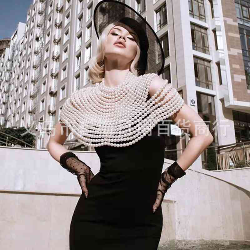 Exaggerated Multi-layer Design Pearl Necklace Wedding Popular Matching Accessories