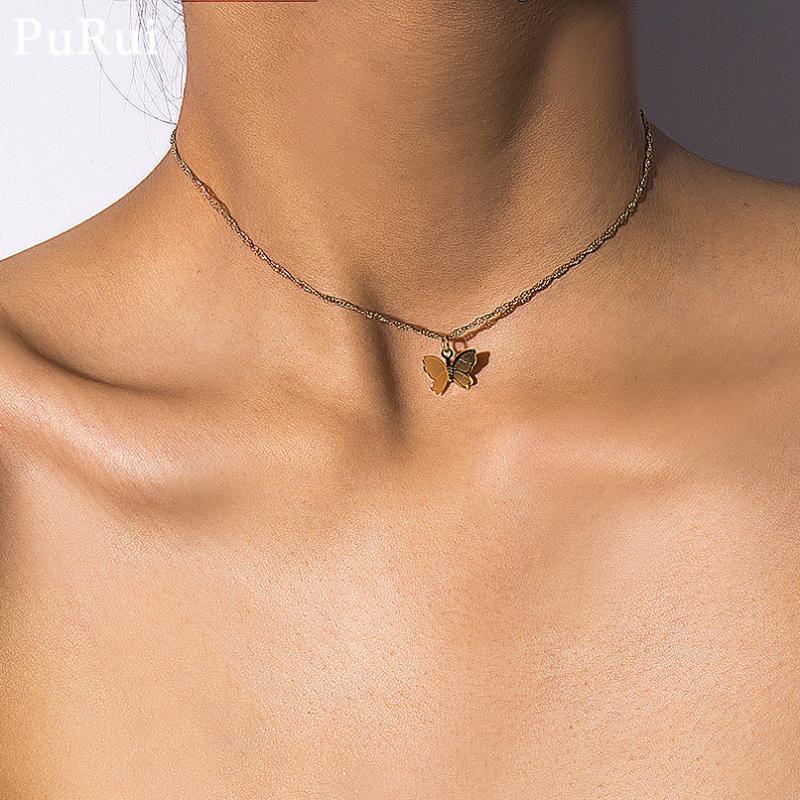 Pendant Necklaces PuRui Simple Small Animal Butterfly Clavicle Chain Necklace For Women Punk Vintage Gold Color Pendants Jewelry
Pendant Necklaces PuRui Simple Small Animal Butterfly Clavicle Chain Necklace For Women Punk Vintage Gold Color Pendants Jewelry