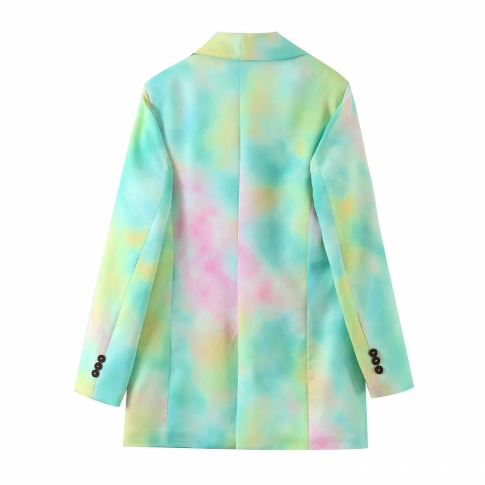 green women tie dye blazer jackets fashion ladies elegant double breasted suits casual female vintage suit girls chic 210430