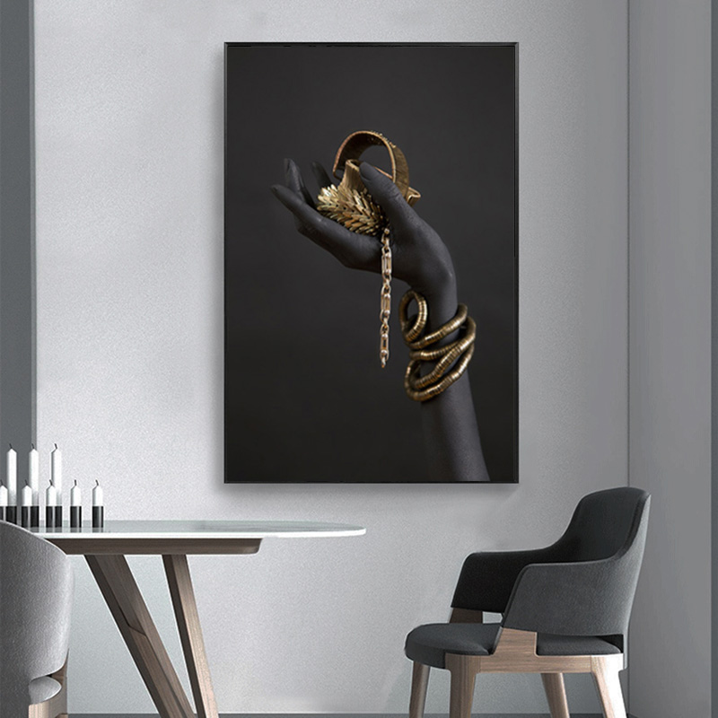 Sexy African Black Gold Woman Pictures Canvas Prints Decorative Painting Wall Art For Living Room Posters NO FRAME
